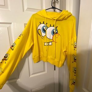 yellow SpongeBob cropped hoodie